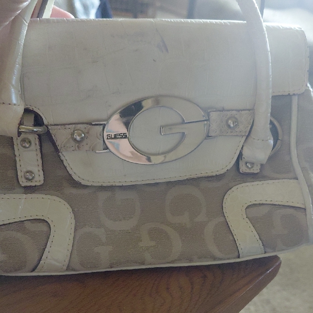 Guess Satchel in White and Tan